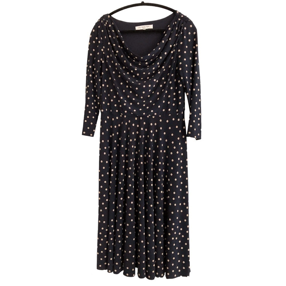 Evan Picone Navy Blue Polka Dot Career Everyday Dress